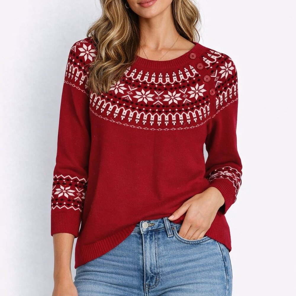 Talbots Red and White Knit Sweater